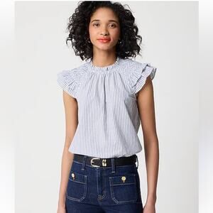 J Crew Factory Flutter Sleeve Striped Top Size XXS